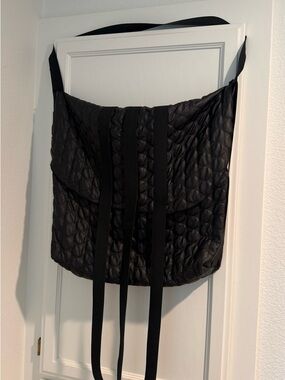Quilted Black Shoulder Tote with Long Strap